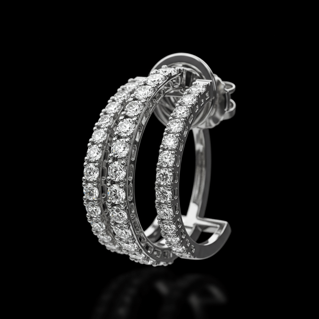3-layer diamond earring