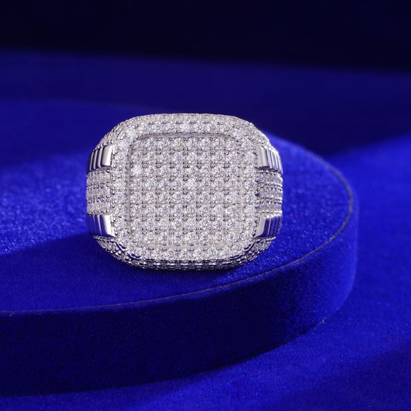 Fully Iced Round Stone VVS Moissanite Diamond Ring