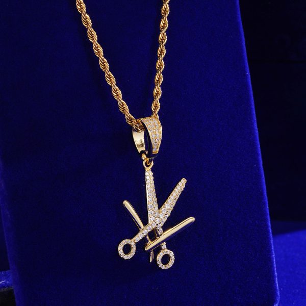 Barber Scissor Pendant VVS Moissanite Diamond