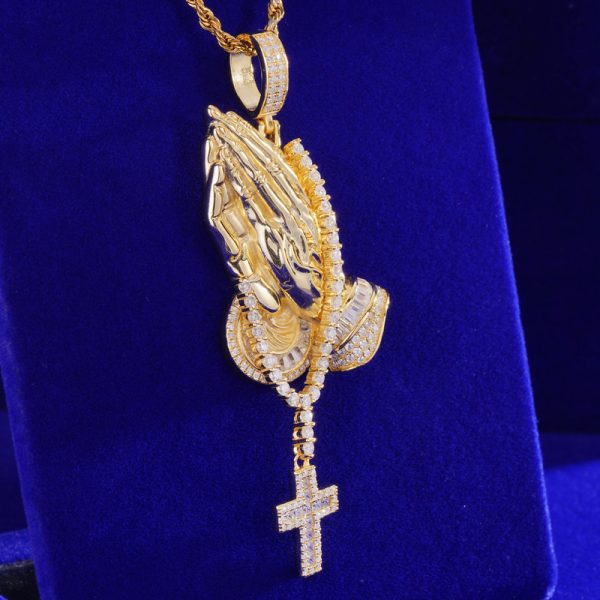 Rosary Praying Hands VVS Moissanite Diamond