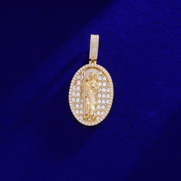 Jesus In Oval VVS Moissanite Diamond Pendant