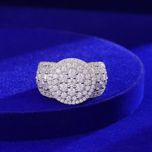 Crazy Iced Round VVS Moissanite Diamond Ring