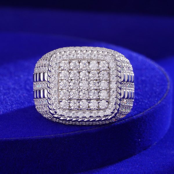 Cross Iced Baguette VVS Moissanite Diamond Ring