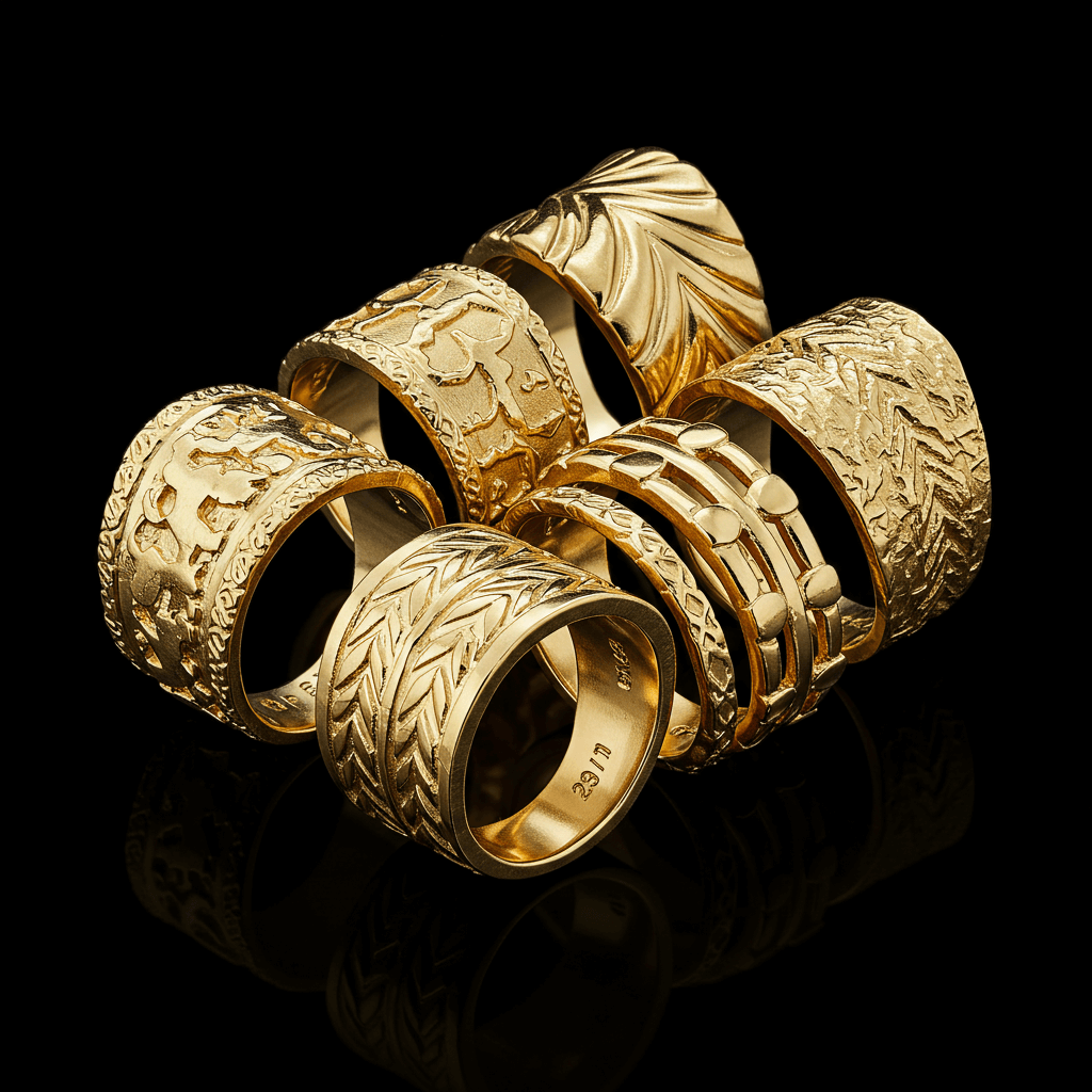Multi-finger gold ring set