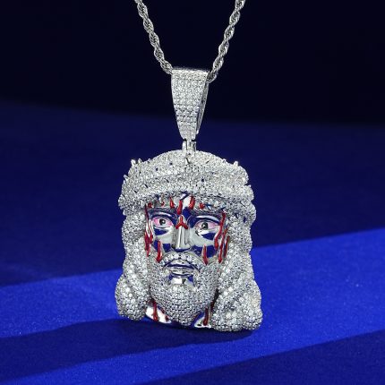 925 Moissanite Rhodium jesus pendant Character pendant Religious Pendant