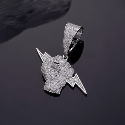 925K Moissanite VVS Diamond Rhodium Pendant