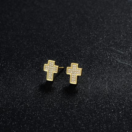 925K Silver or 10K/14K/18K Gold Moissanite Religious Stud Earrings 1.85g-2.25 g