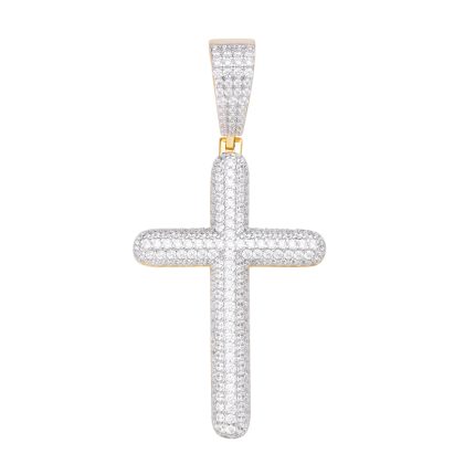 925K Cross Pendant featuring flawless VVS D-color Moissanite diamonds