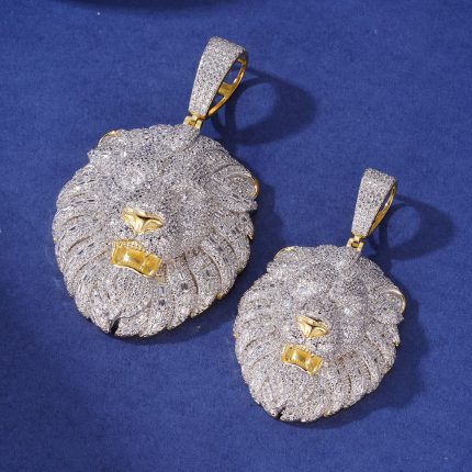 Two-Tone Lion Pendant – VVS D Moissanite | Animal Pendant
