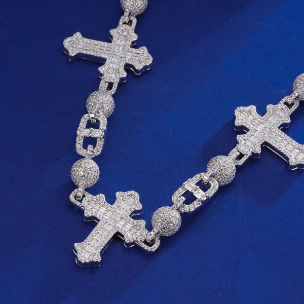 Diamond Dancing Triple Cross Moissanite Iced Link Chain