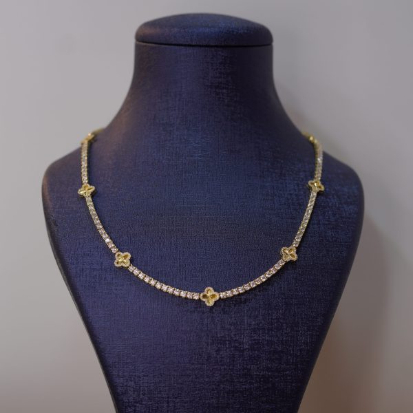 925K Moissanite VVS D Tennis 3MM Chain with clover MAN & WOMAN