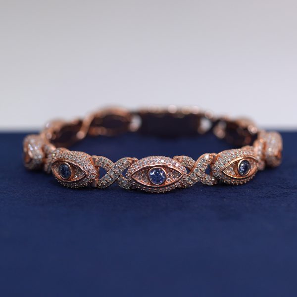 Emerald Green , Aqua Blue , White M VVS Evil Eye Bracelet Diamond Dancing Passes the diamond tester