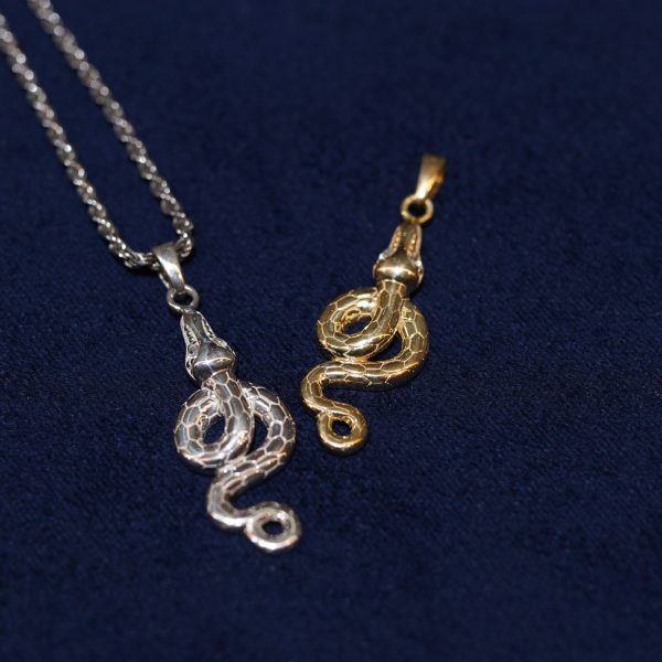 Elegant snake pendant symbolizing power, rebirth, and protection *( chain are not Including )