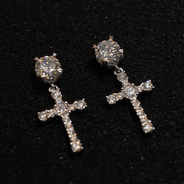 sterling silver cross drop dangle stud earrings