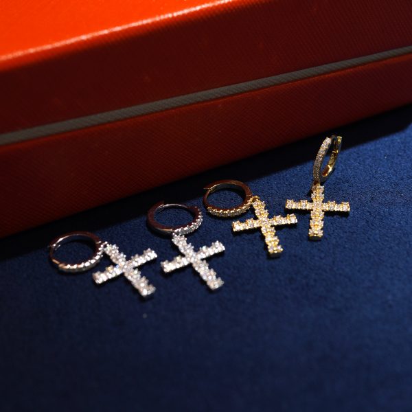 cross huggie hoop earrings Diamond Dancing