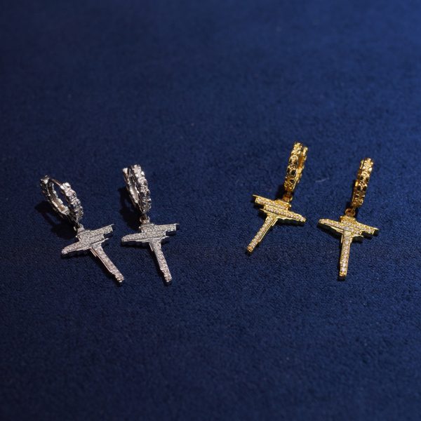 dangle cross hoop earrings