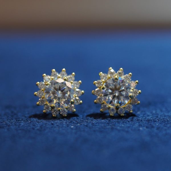 old sunburst flower-shaped stud earrings