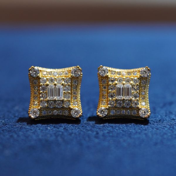 square stud earrings , diamond tester passed